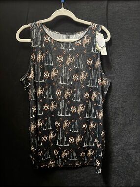 Black Southwestern-Print Sleeveless Tank Top